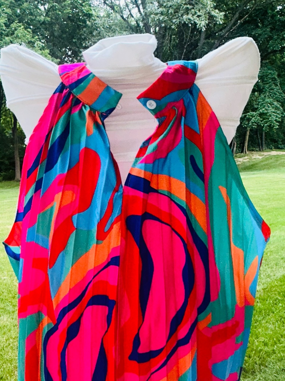 Women’s Colorful Abstract Sleeveless Midi Dress- Size 1Xl - Picture 5 of 7